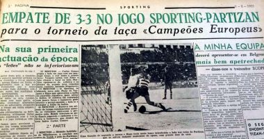 Neste dia… em 1955, Sporting  CP – 3 x Partizan – 3. O primeiro jogo da Taça dos Campeões Europeus